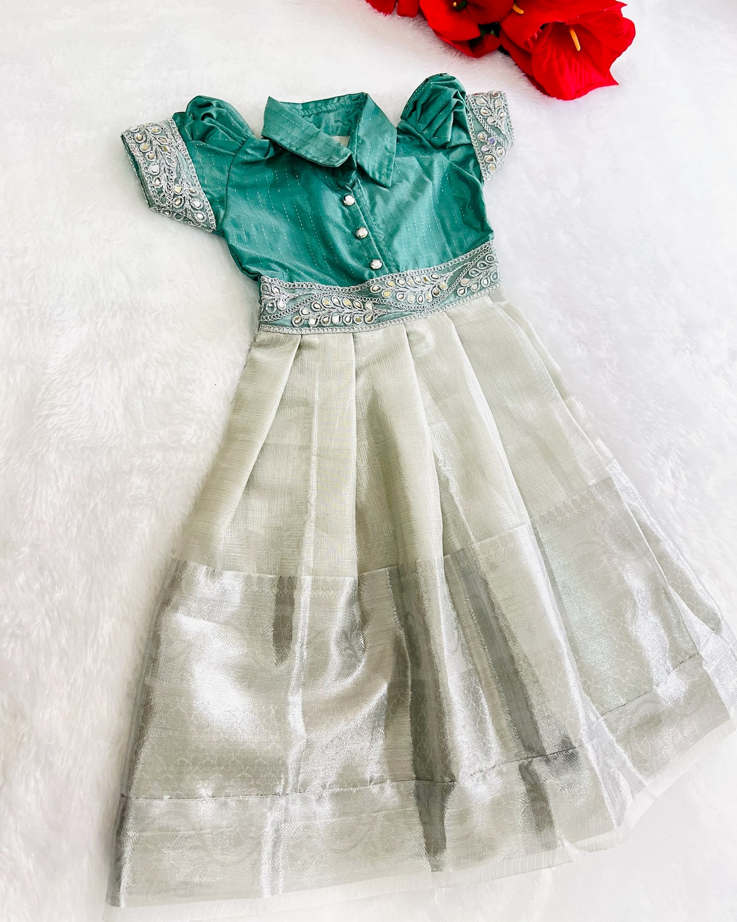 Sterling Elegance: Anarkali with Diverse Top Hues