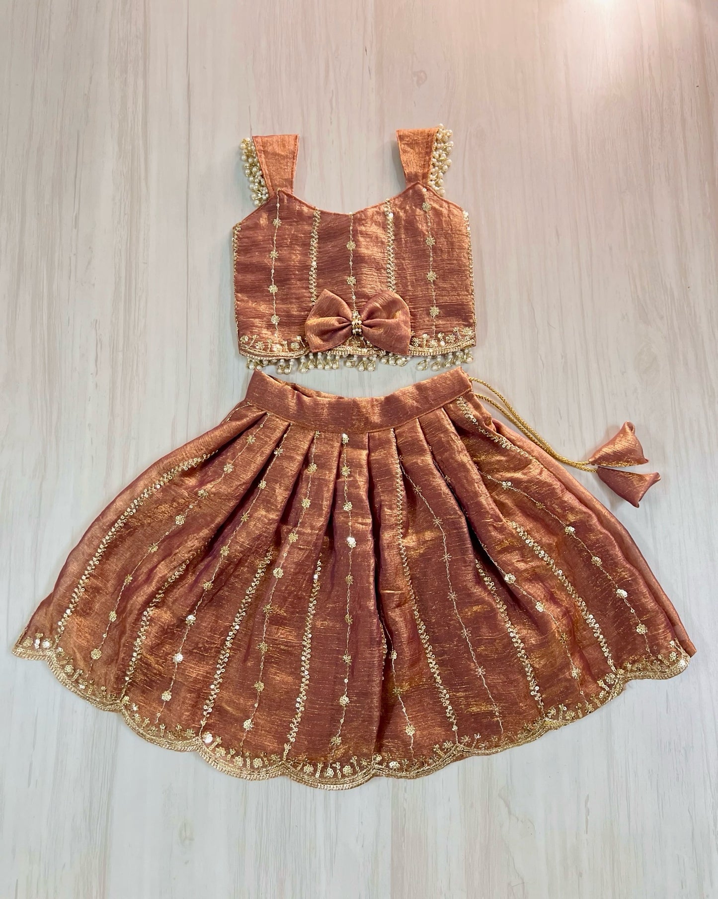 Saucy Chocolate Pearl Embellished Lehenga Set