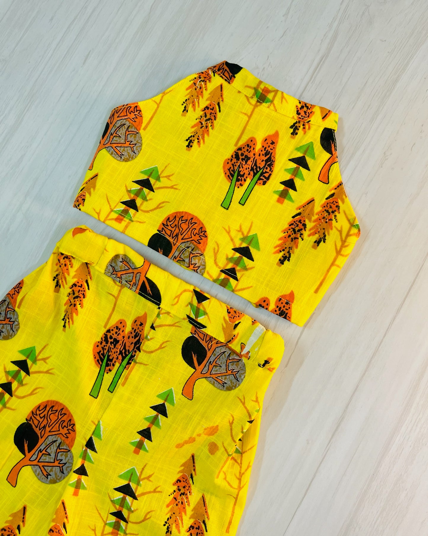 Bright Yellow Halter Neck Soft Cotton Palazzo Set