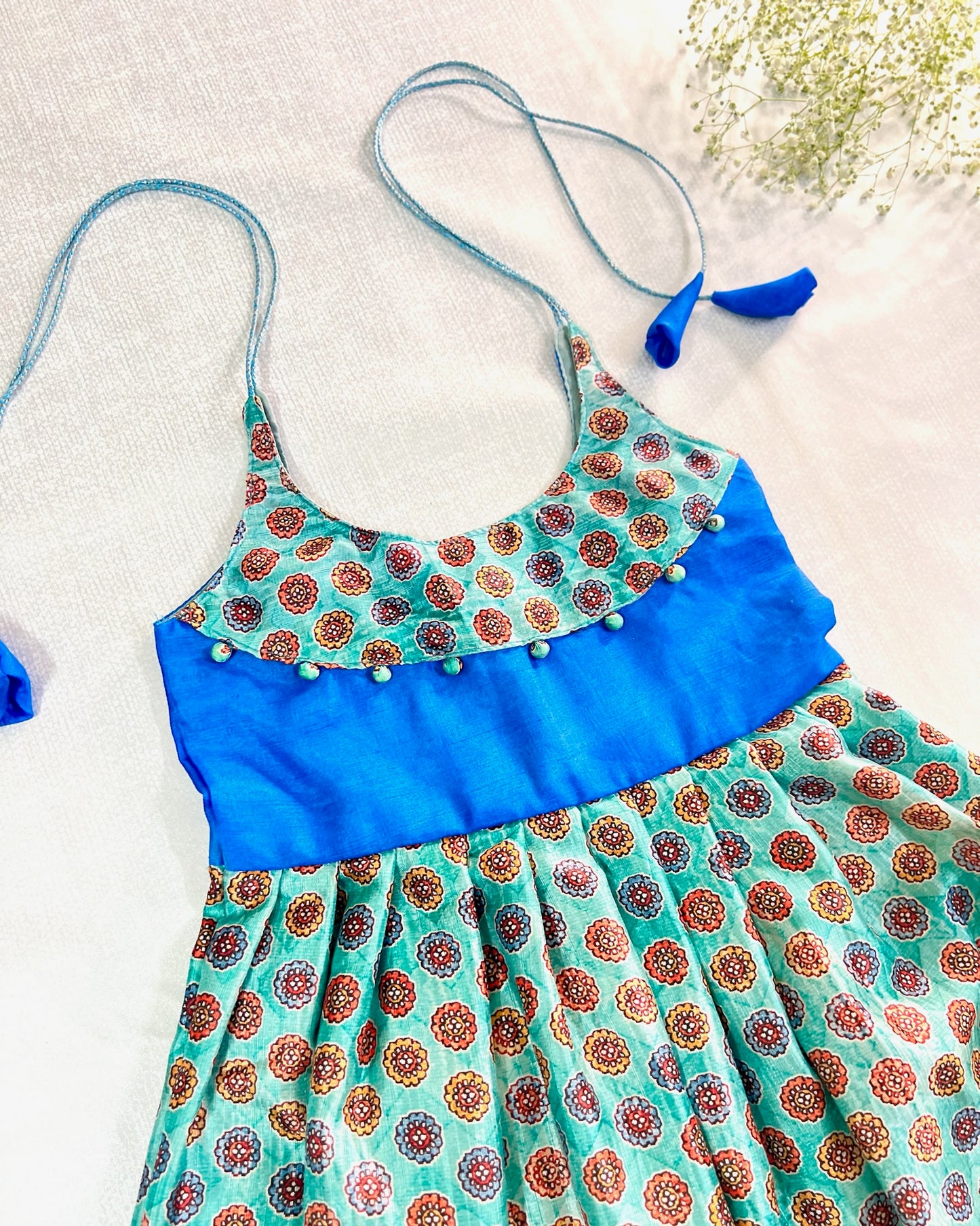 Polki Splendor Ethnic Frock- Blue
