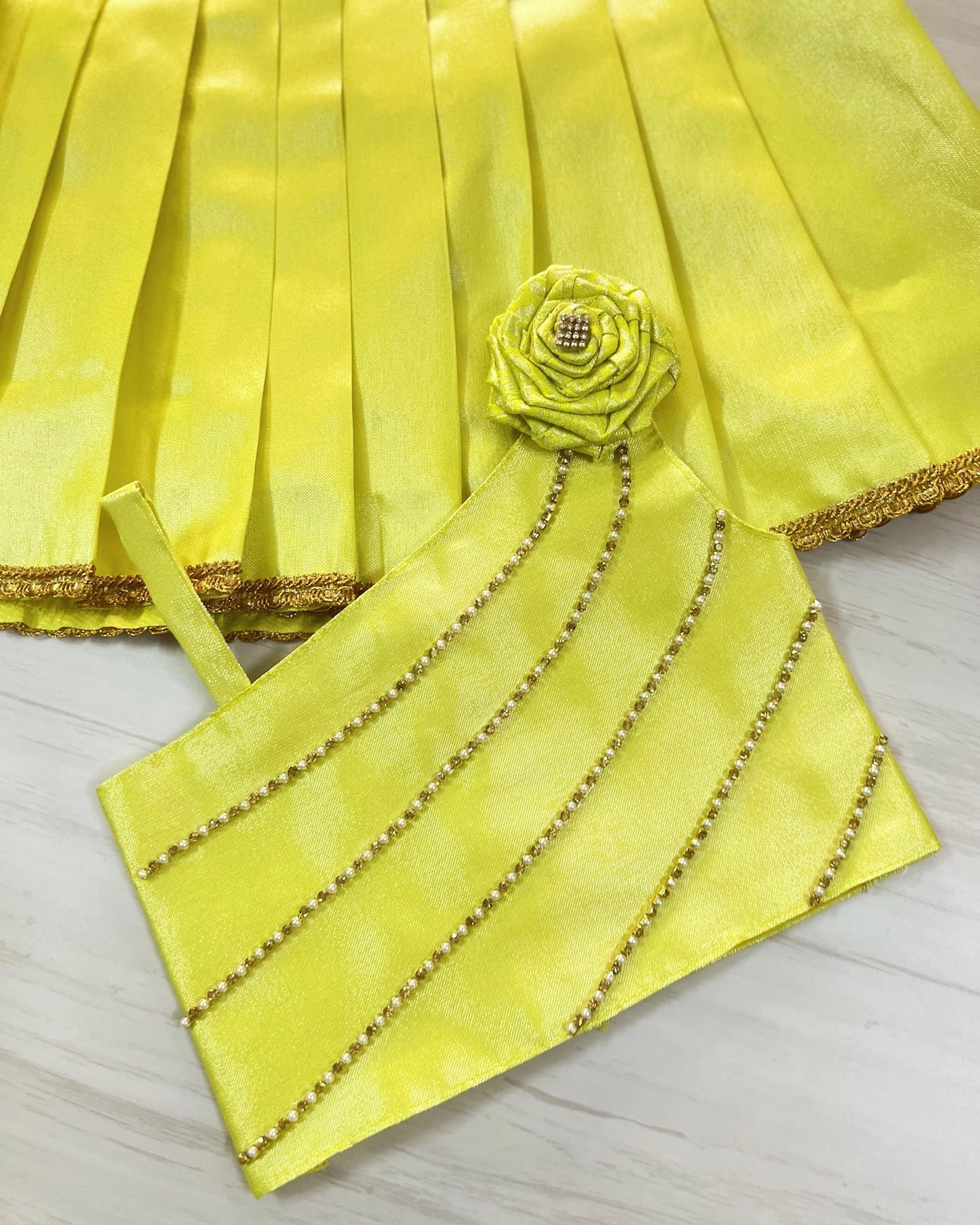Lovely Lime One Side Floral Embellished Shimmery Lehenga Set | The Silkberry