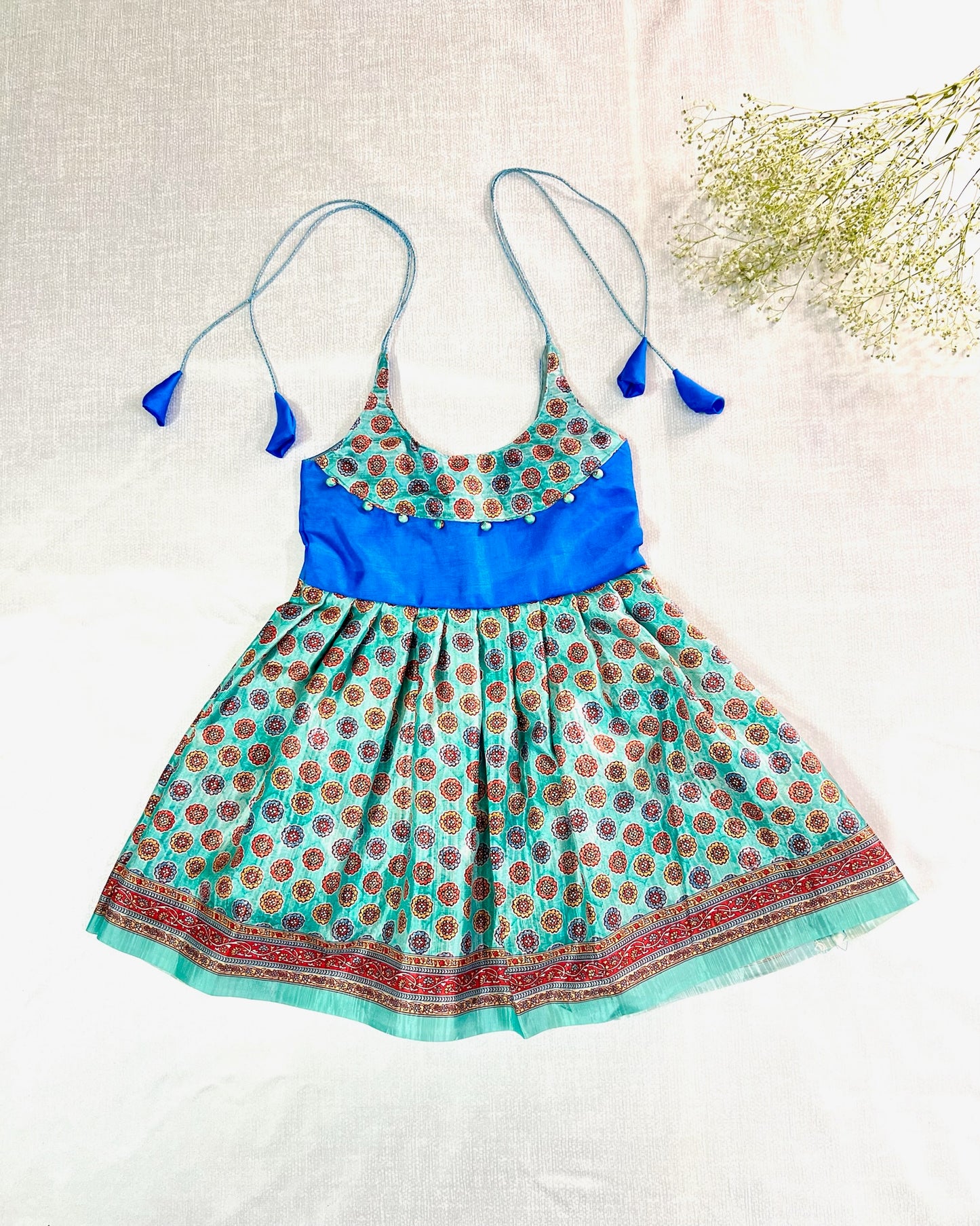Polki Splendor Ethnic Frock- Blue