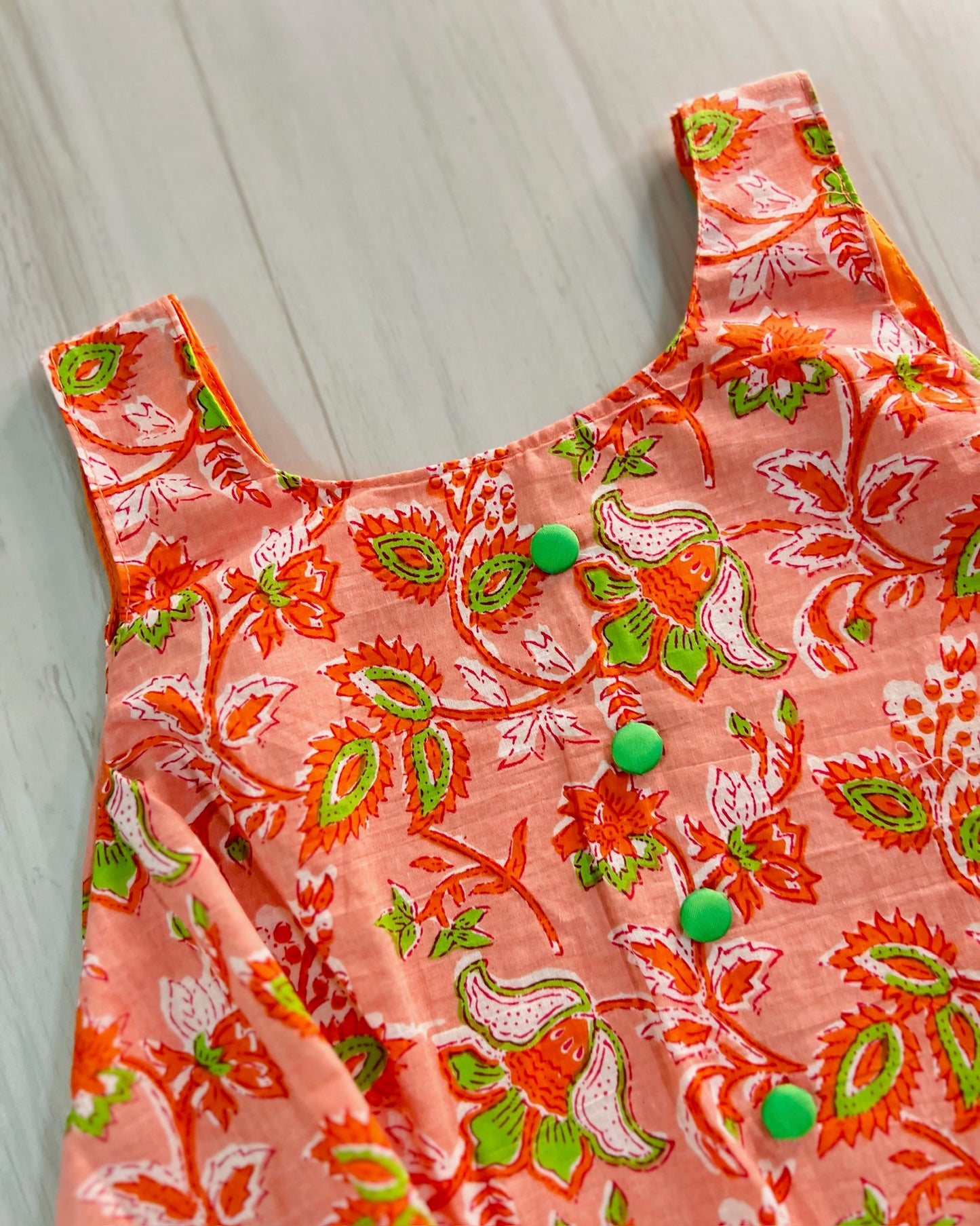 Soft Peach And Green Adorable Bubble Frock