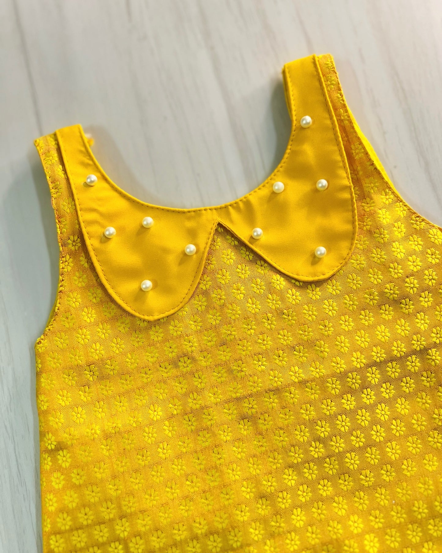 Mustard Yellow Darling Frock With Peter Pan Collar And Frills