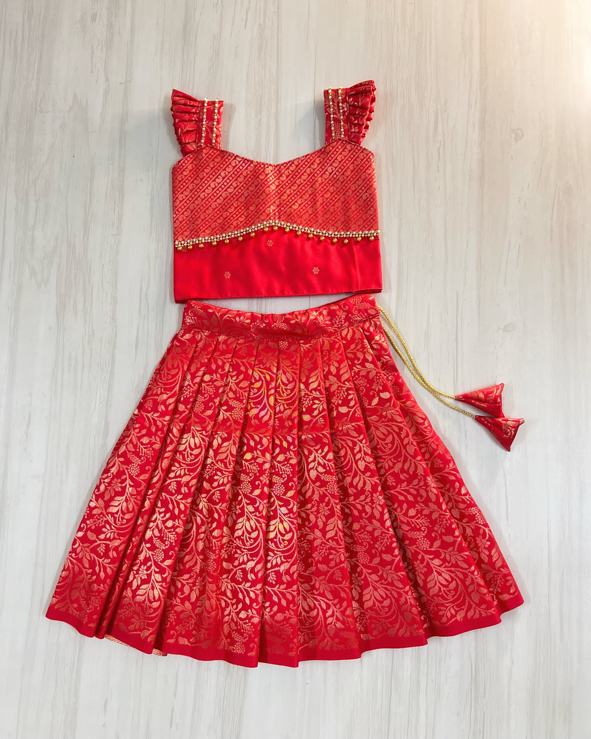 Cherry Sorbet Cute Angel Sleeves Traditional Lehenga Set