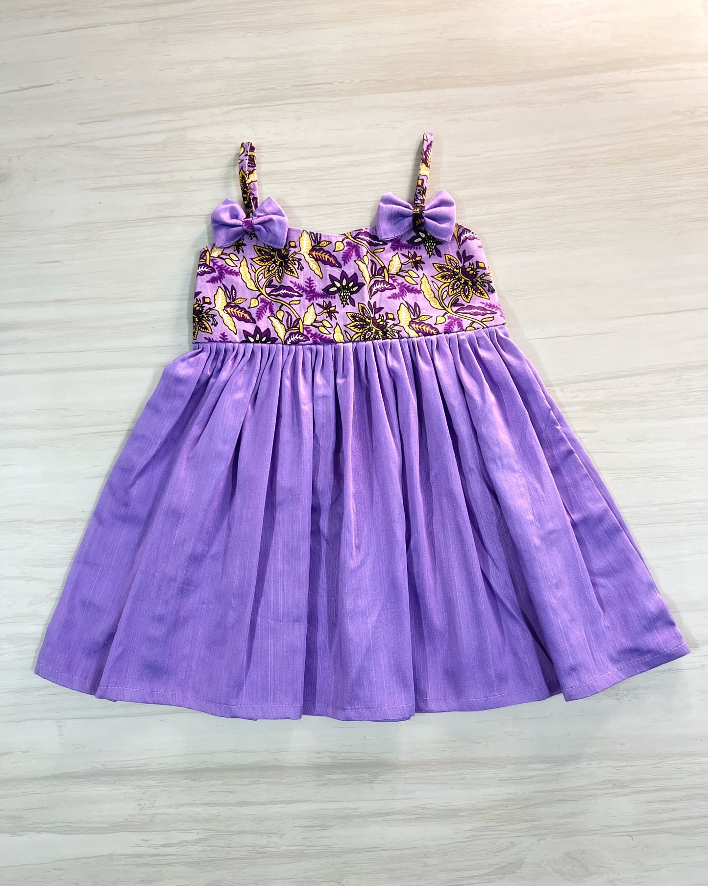 Purple Mania Double Bow Cotton Frock