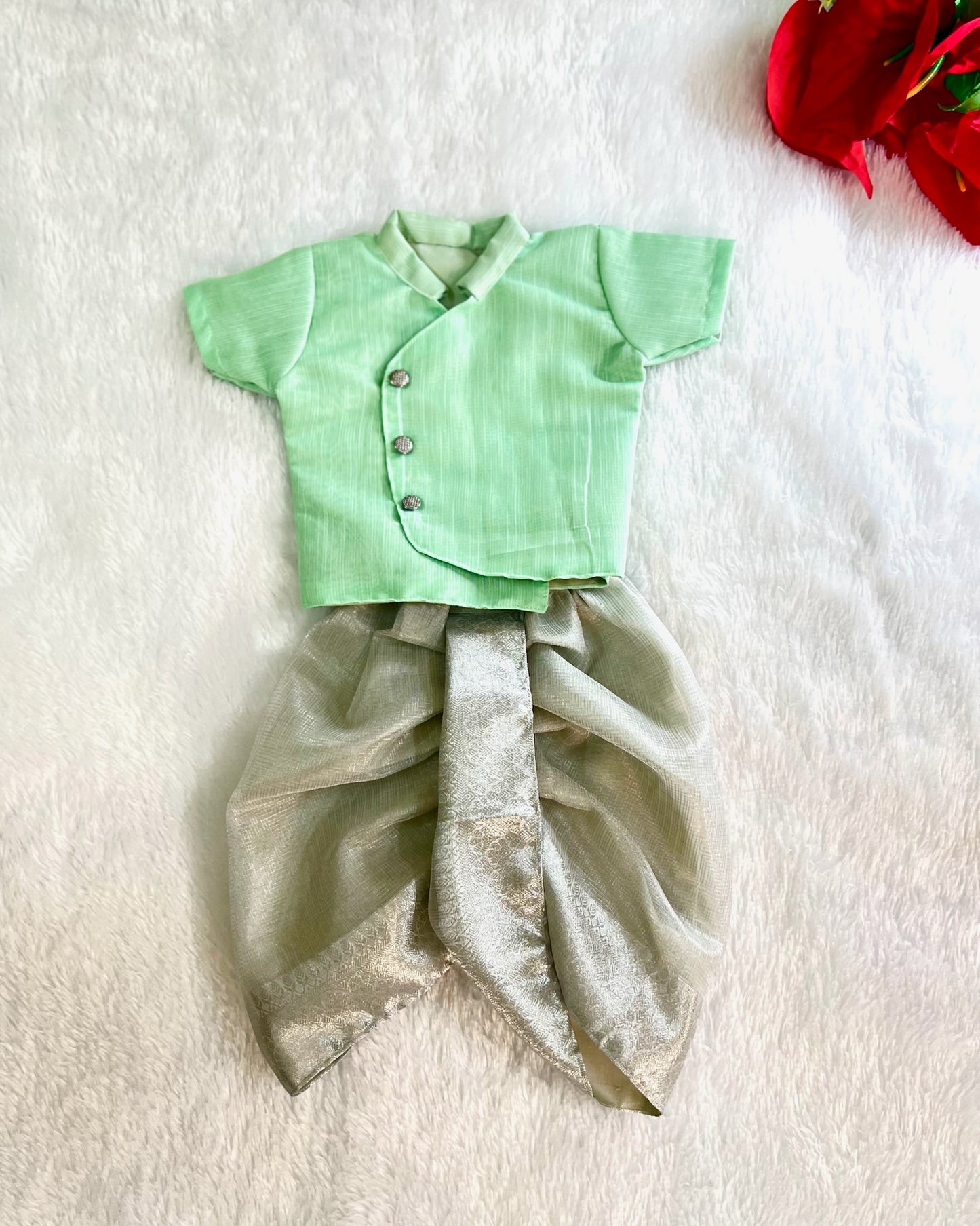 Silver Mint Dhoti Ensemble