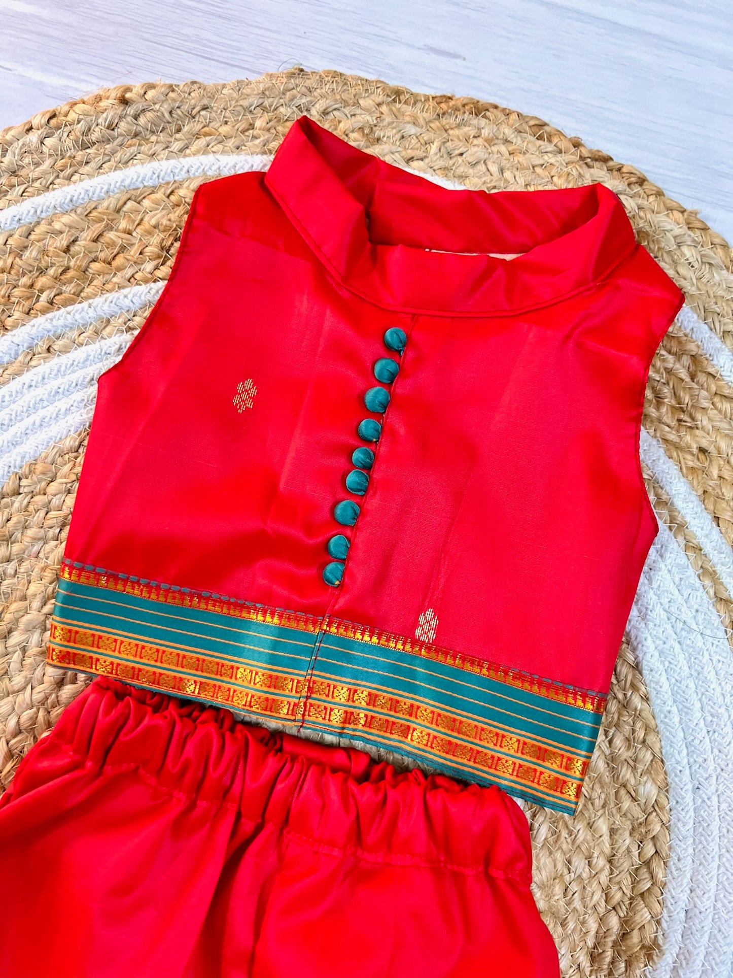 Chilli red crop top palazzo pants