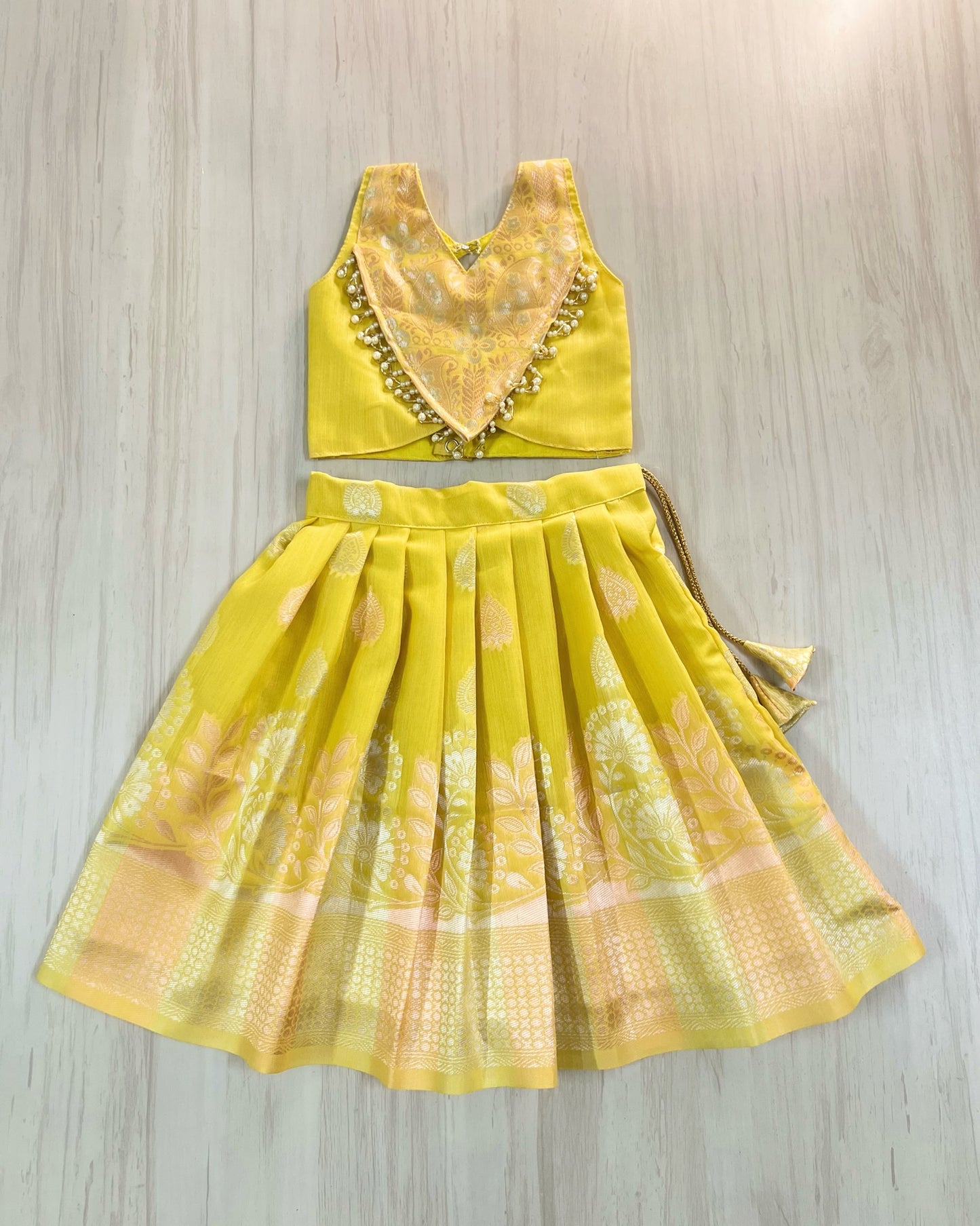 Yellow Bumblebee Embellished Modern Back Traditional Lehenga Set | The Silkberry