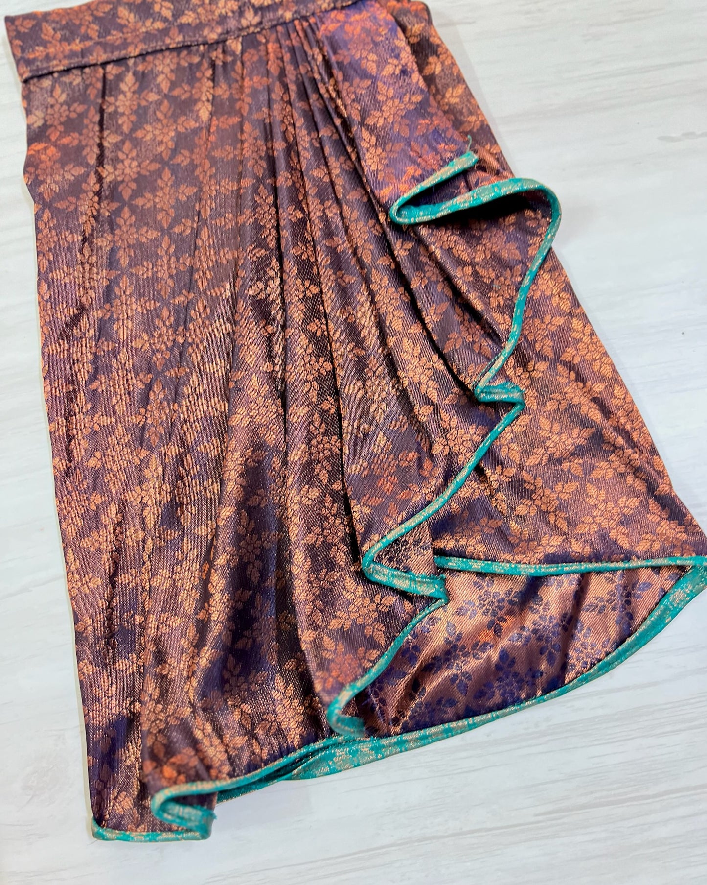 Teal polki top with cute dhoti skirt