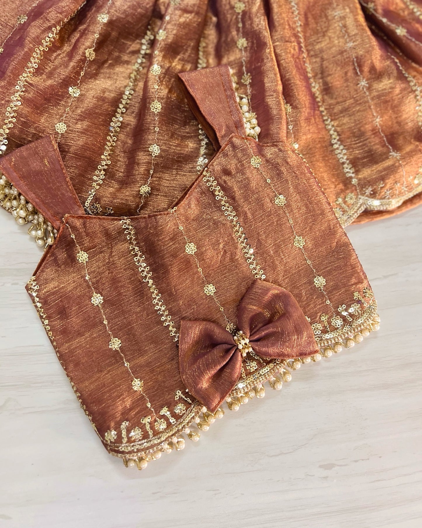 Saucy Chocolate Pearl Embellished Lehenga Set