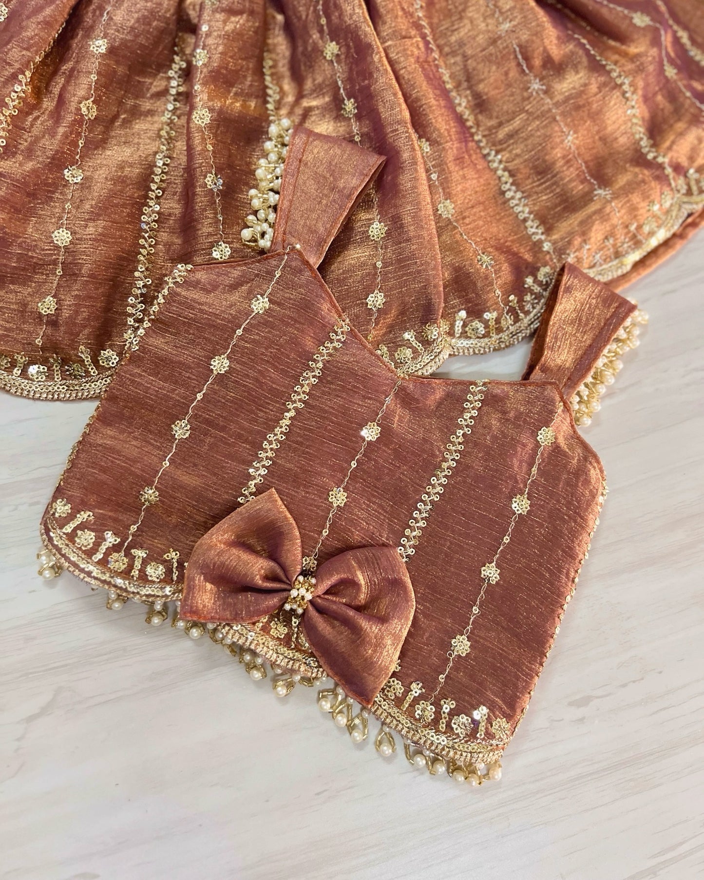 Saucy Chocolate Pearl Embellished Lehenga Set
