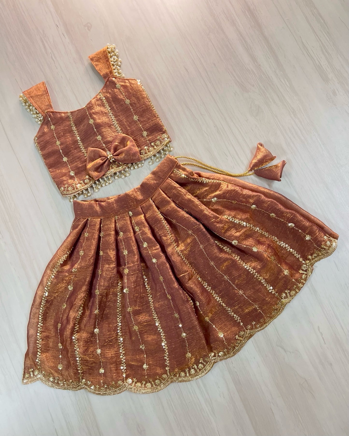 Saucy Chocolate Pearl Embellished Lehenga Set