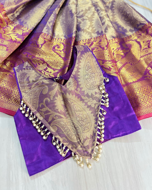 Purple Sky Modern Back Pearl Embellished Lehenga Set