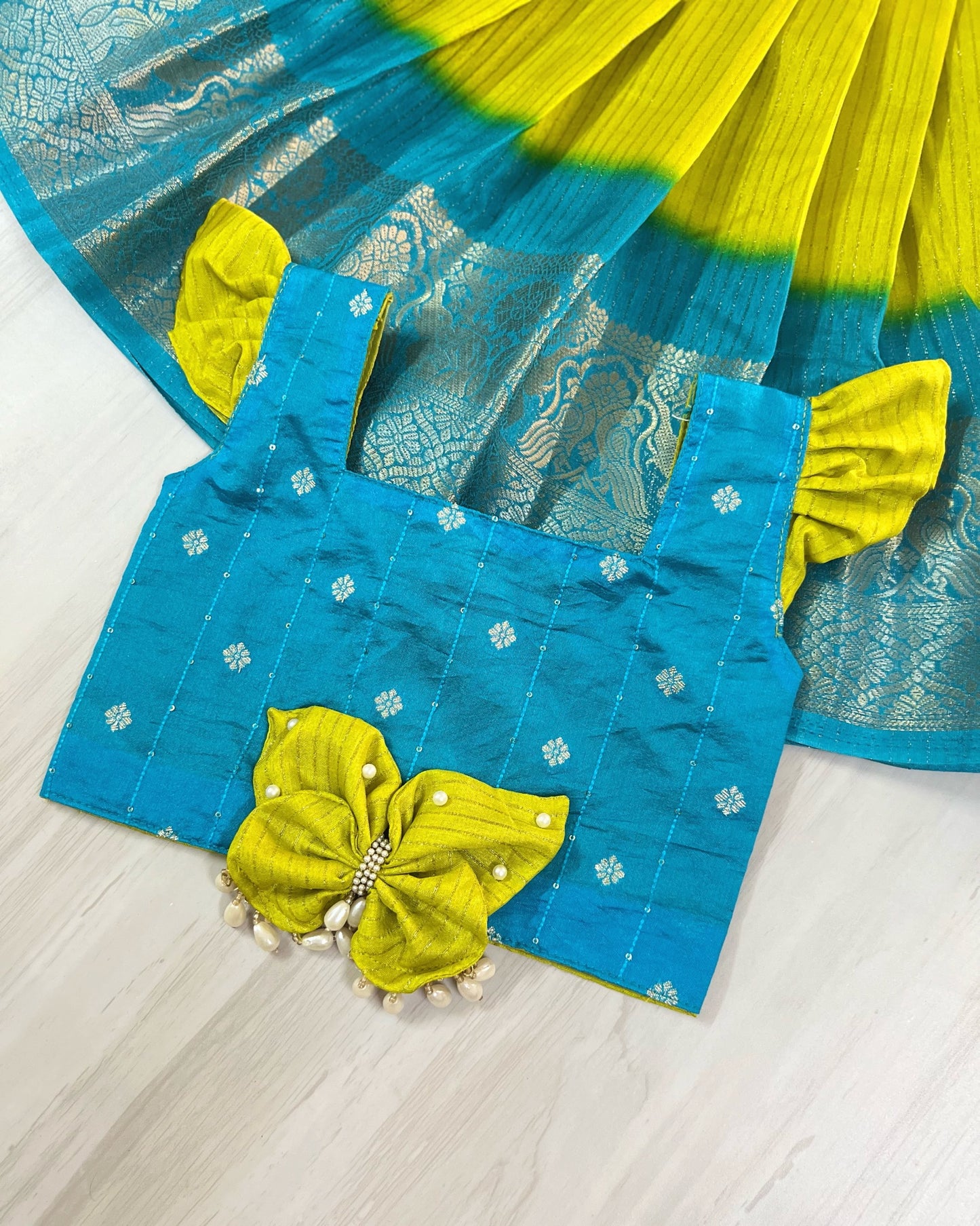 Springtime Butterfly Joyful Lehenga Set With Cute Sleeves