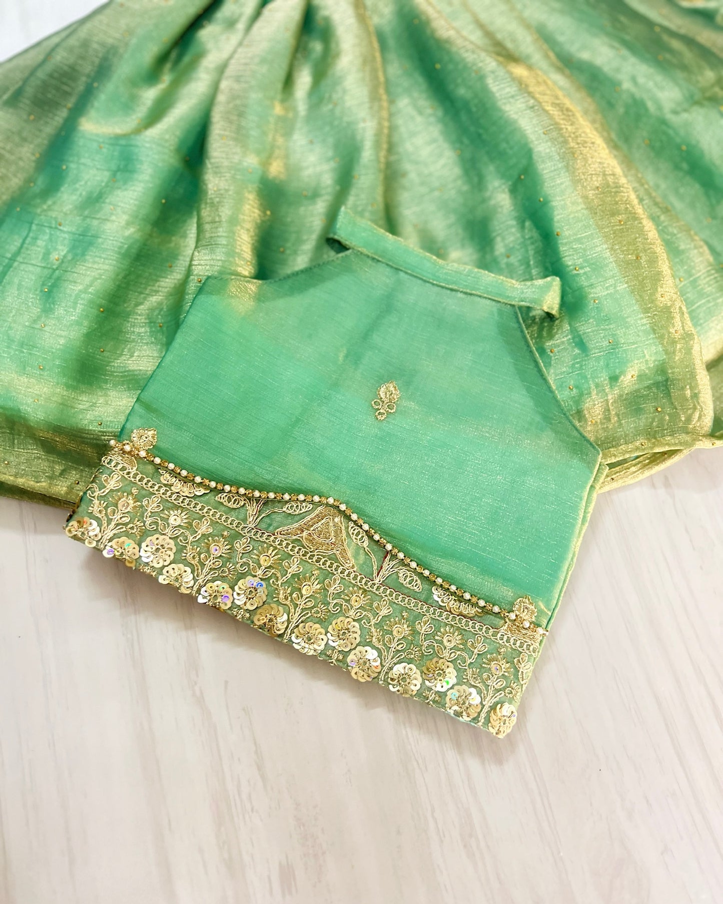 Cool Turquoise Intricate Embroidered Halter Neck Lehenga Set