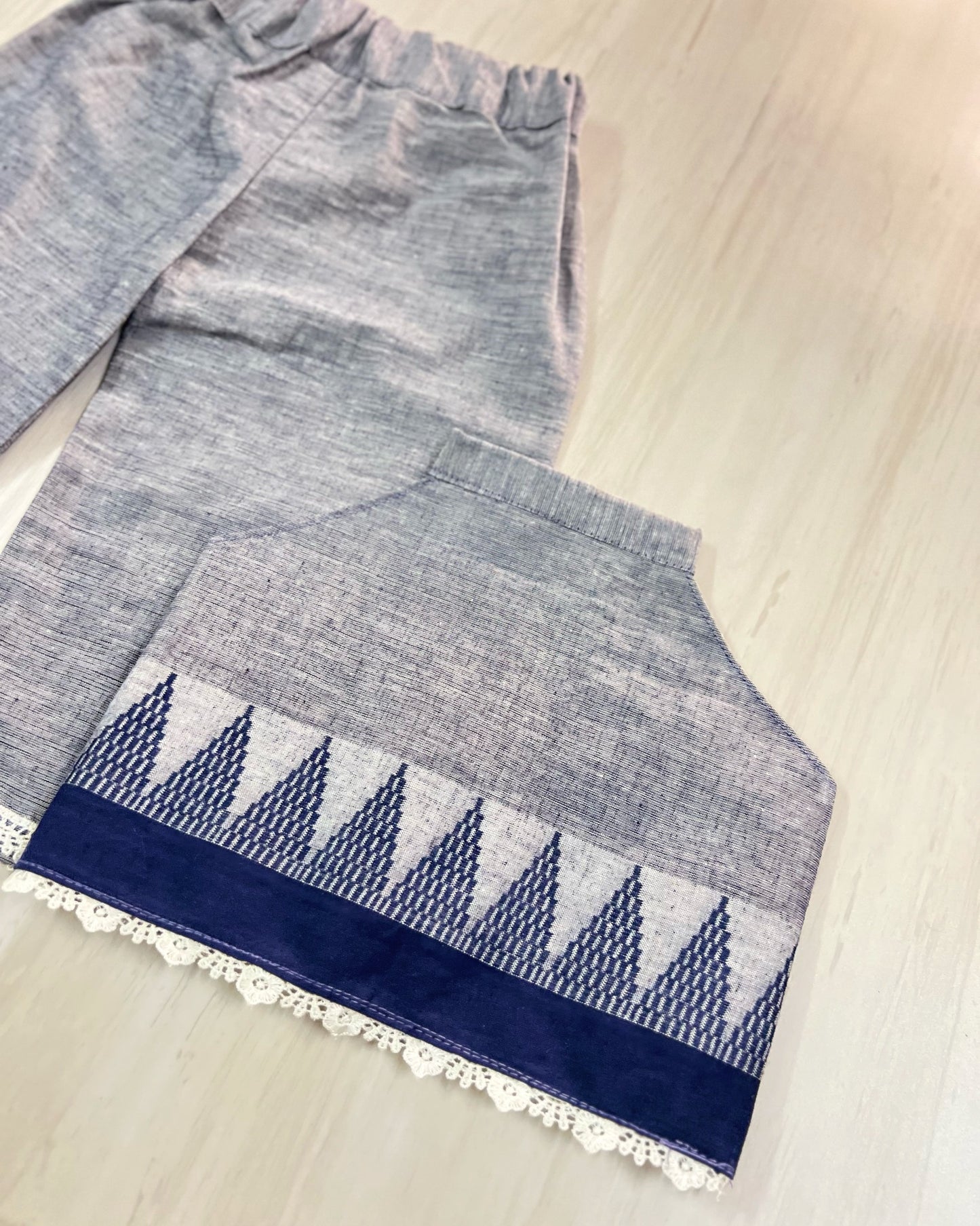 Grey Halter Neck Classical Print Soft Cotton Set