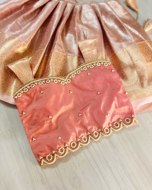 Festive Flamingo Pink Pearl Embellished Grand Aari Lehenga Set