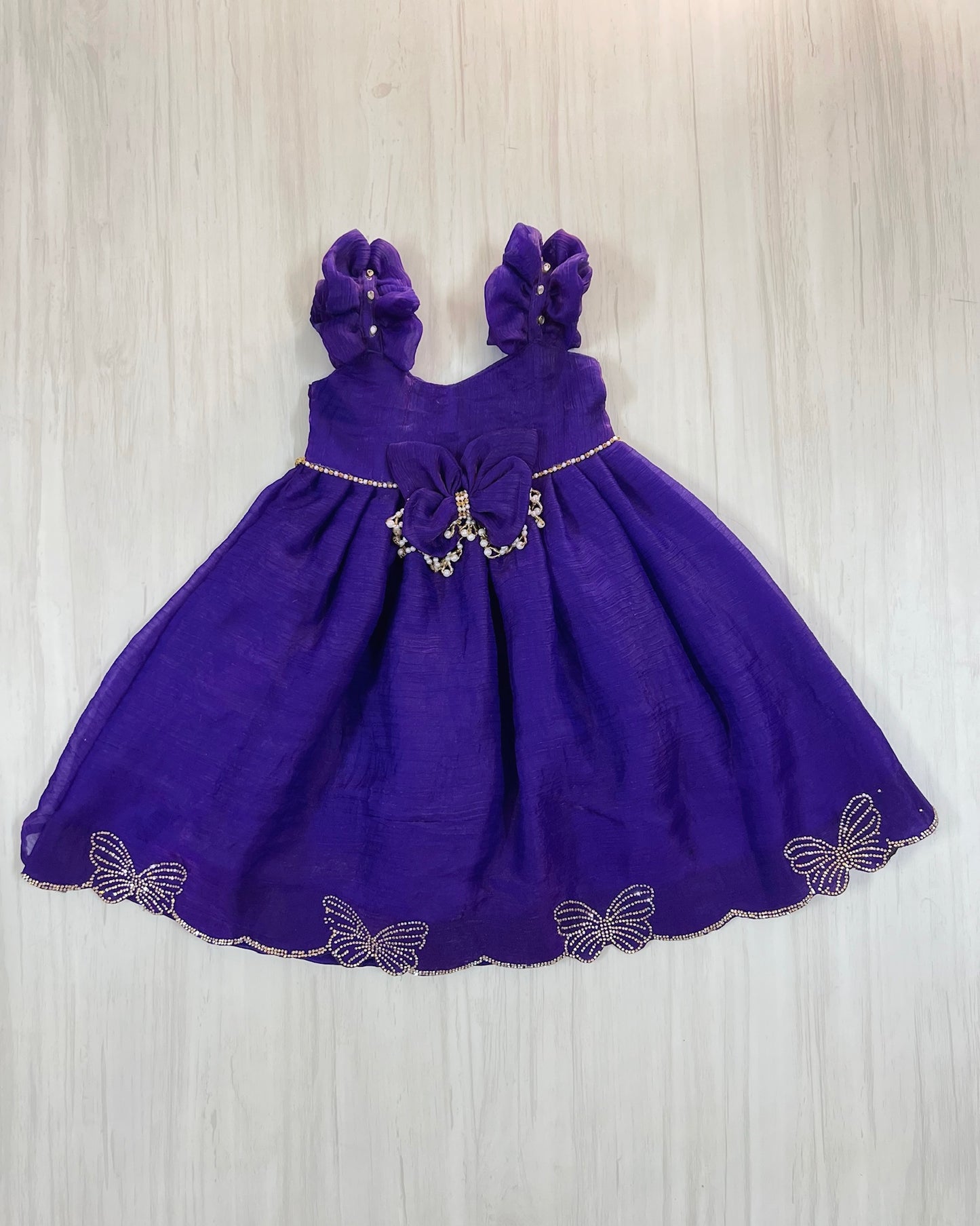 Purely Purple Butterfly Bling Embellished Silk Set