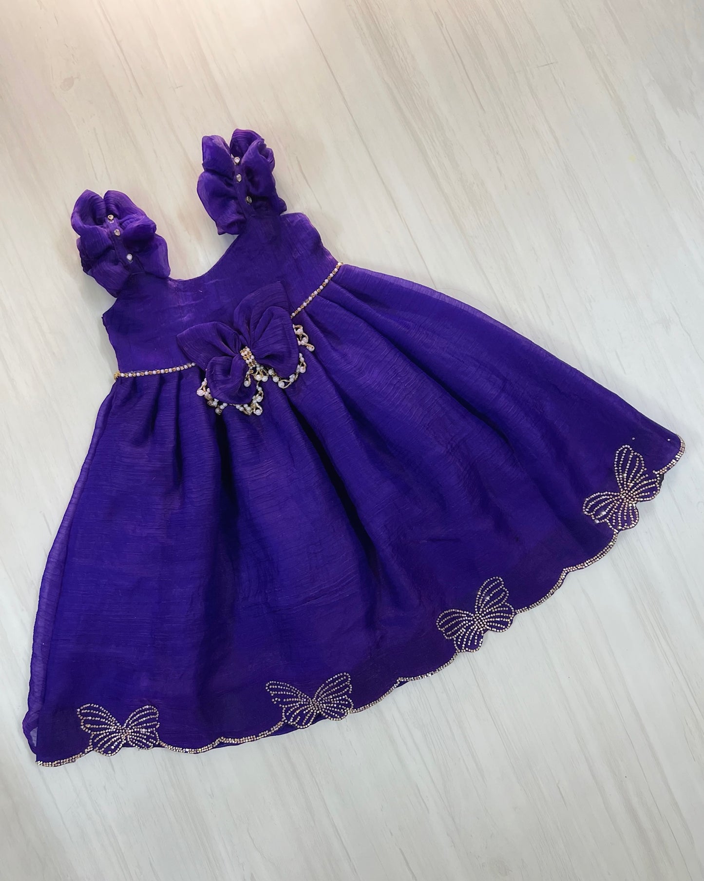 Purely Purple Butterfly Bling Embellished Silk Set