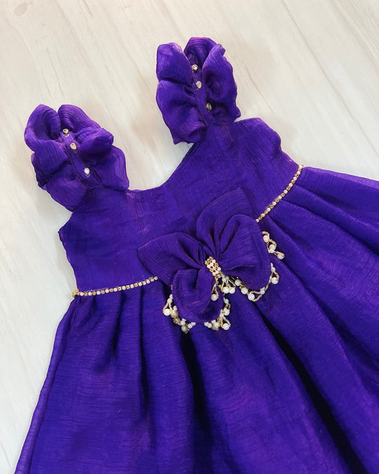 Purely Purple Butterfly Bling Embellished Silk Set