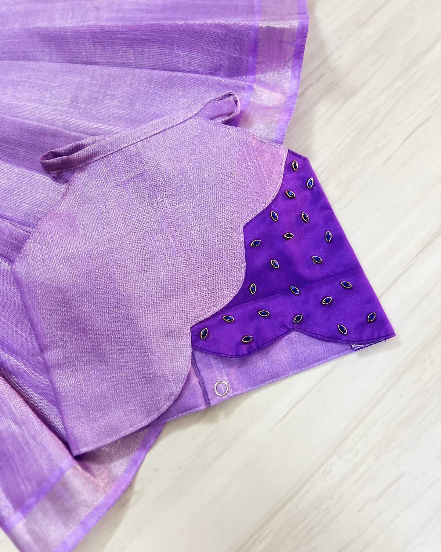 Amethyst Sparkle Halter Neck Scalloped Silk Lehenga Set