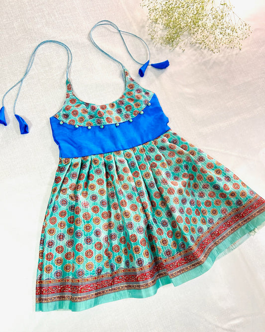 Polki Splendor Ethnic Frock- Blue