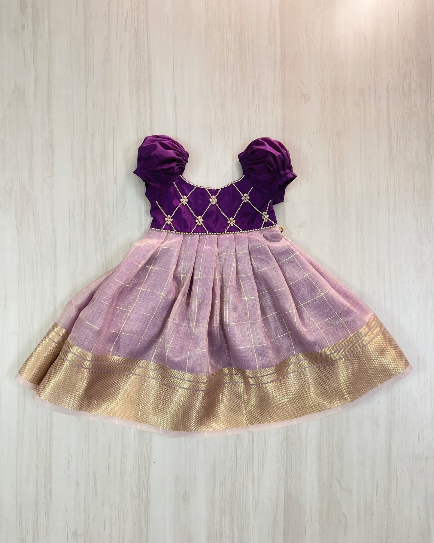 Ravishing Purple And Soft Lavender Criss Cross Silk Gown | The Silkberry