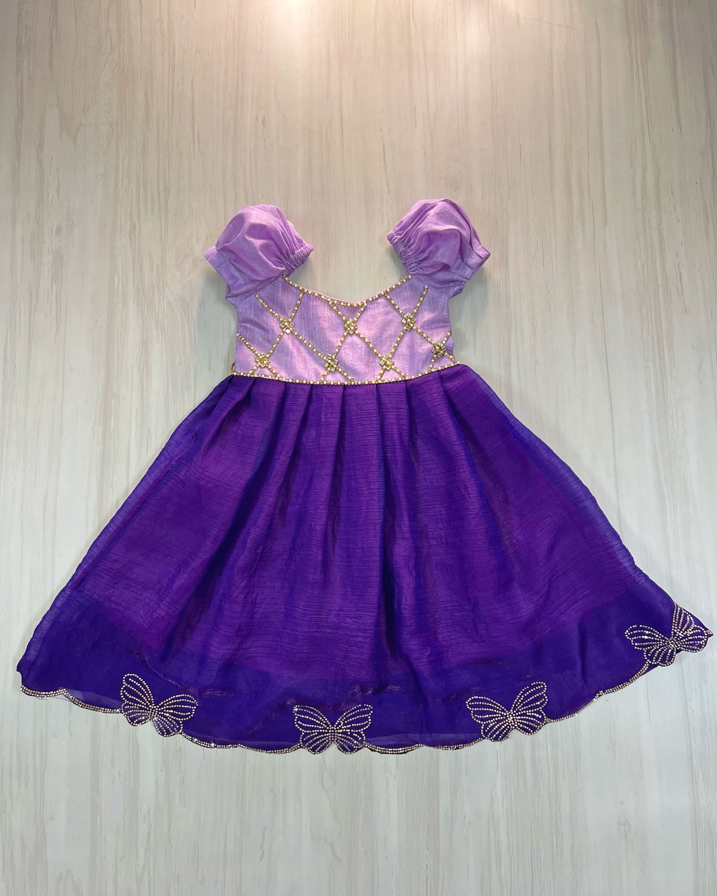 Soft Lavender And Striking Purple Criss Cross Silk Gown | The Silkberry