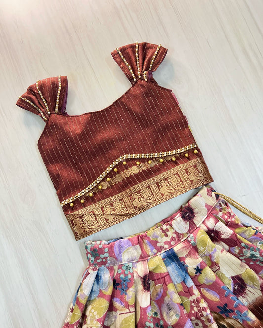 Autumn Brown Leafy Vibes Traditional Lehenga Set