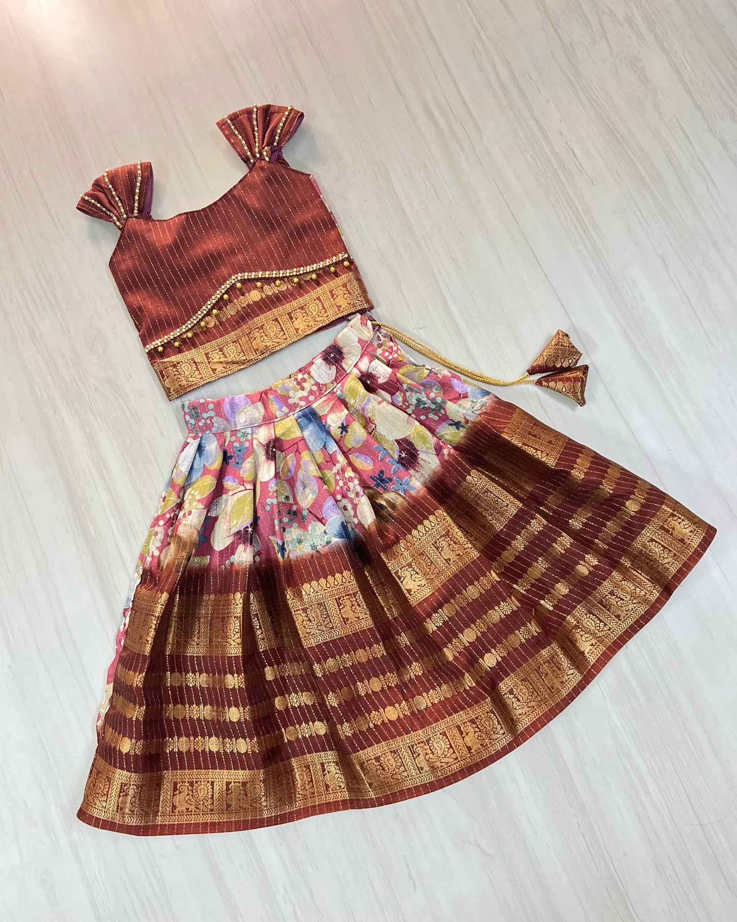 Autumn Brown Leafy Vibes Traditional Lehenga Set