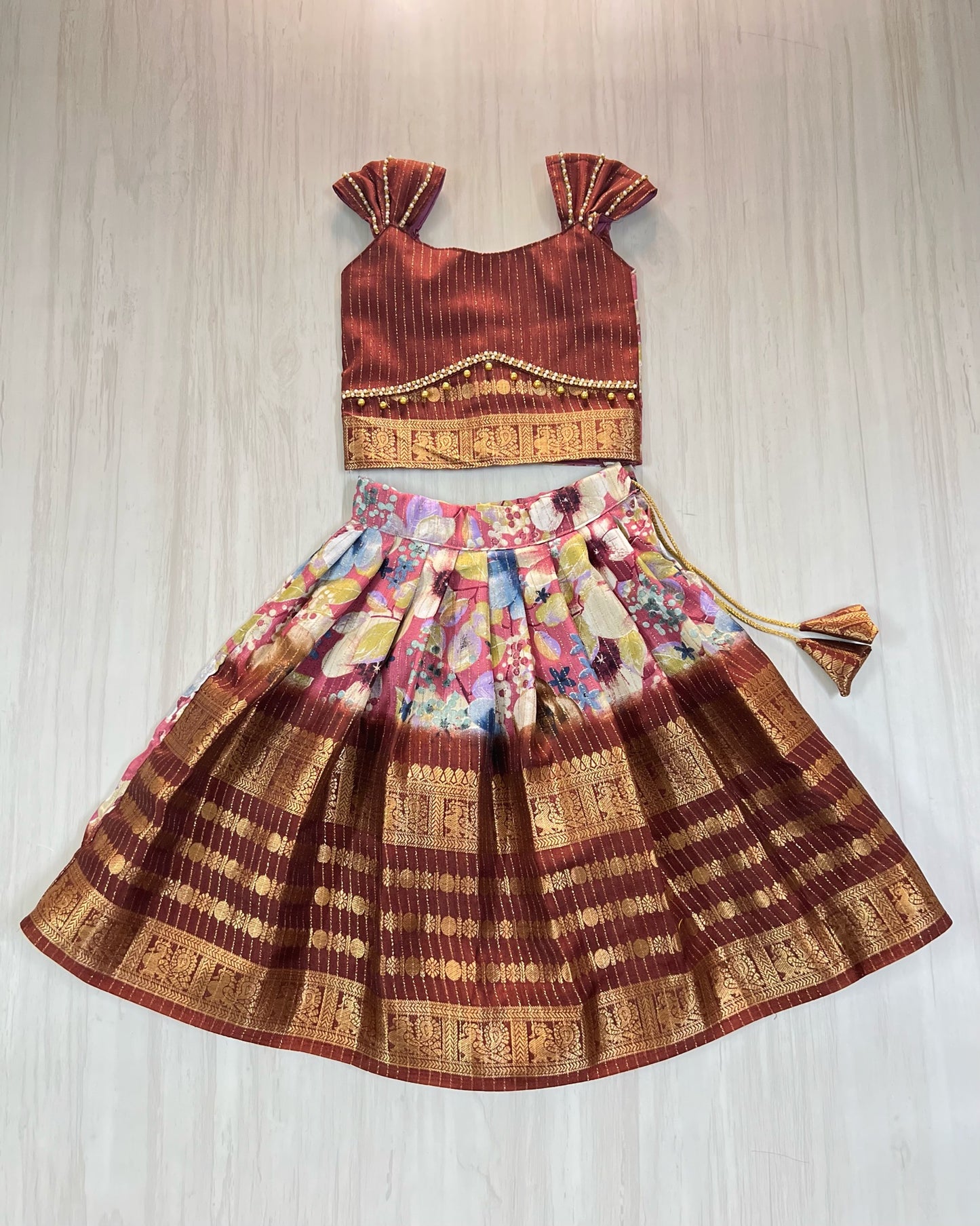 Autumn Brown Leafy Vibes Traditional Lehenga Set