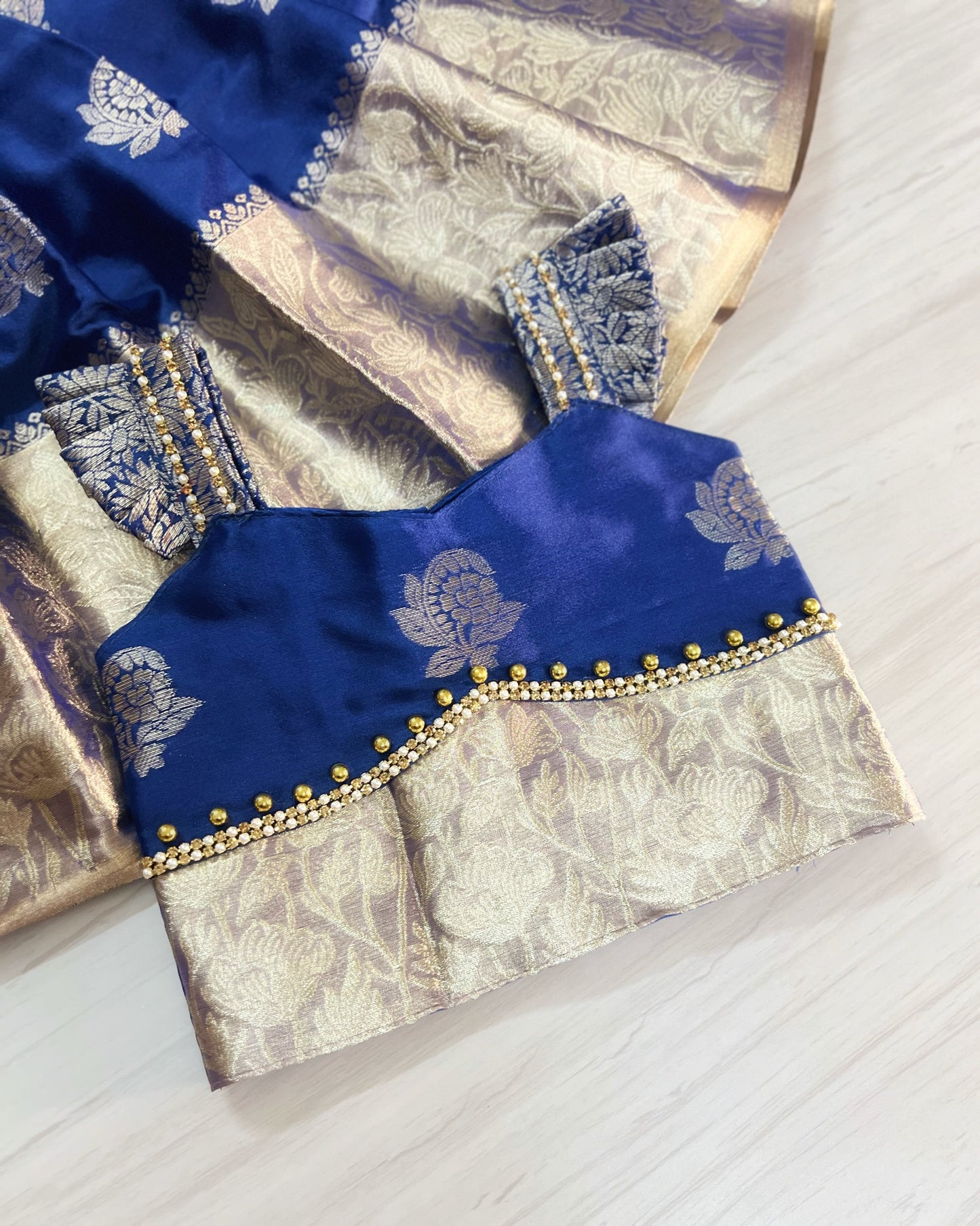 Silvery Navy Cute Angel Sleeves Traditional Lehenga Set