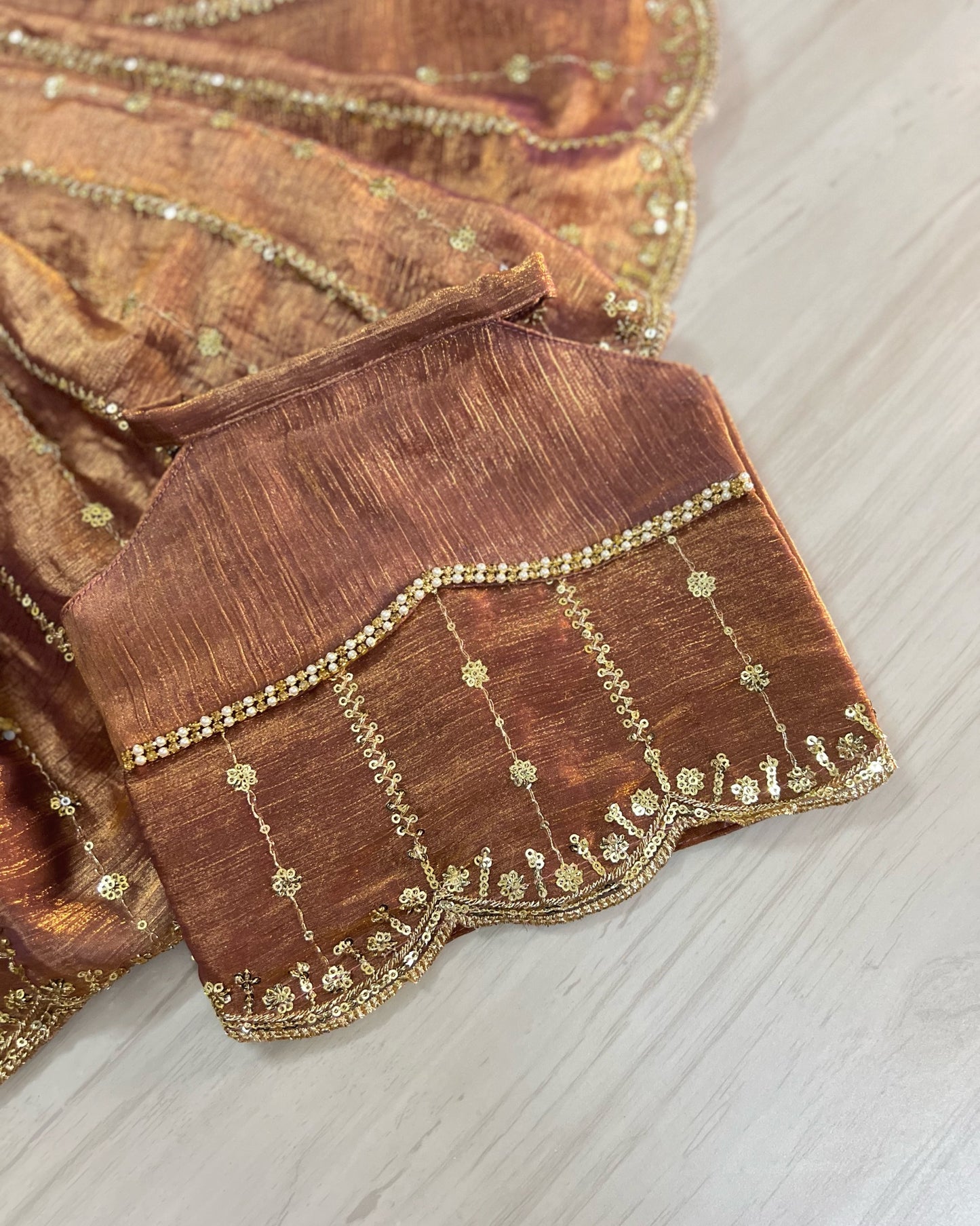 Molten Caramel Embroidered Halter Neck Lehenga Set