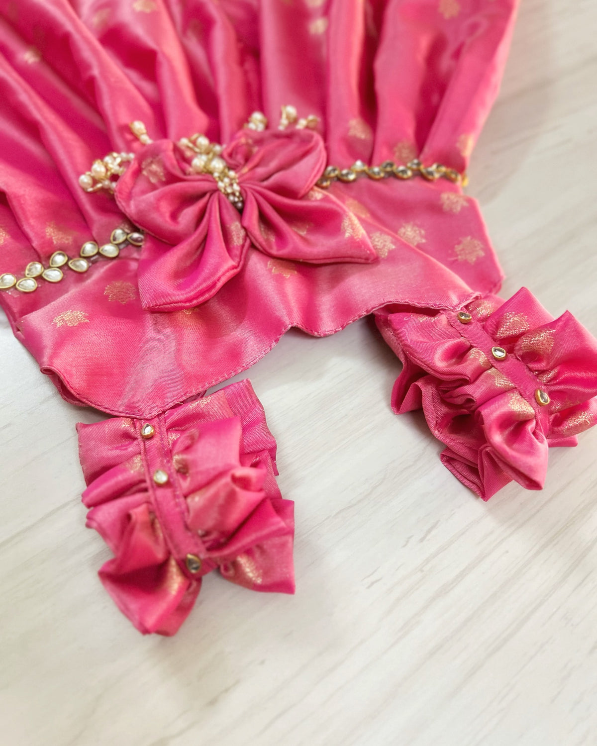 Flamingo Pink Soft Butterfly Love Silky Gown Set