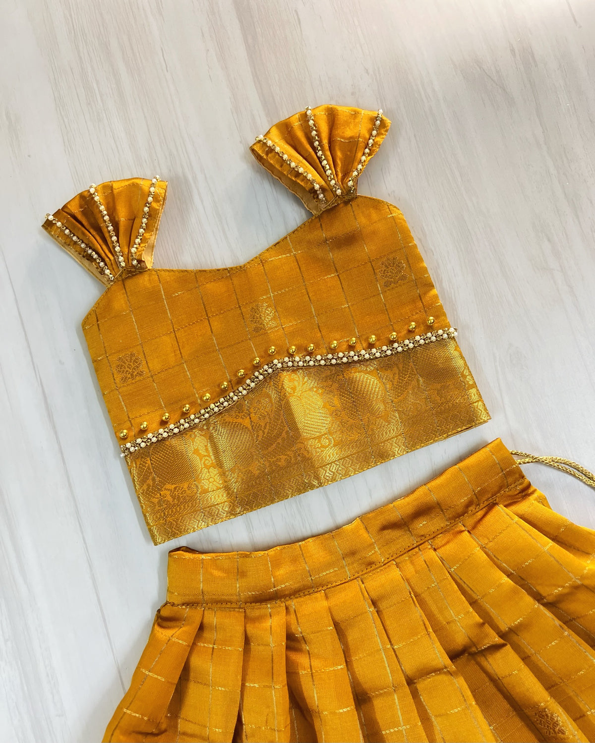 Mustard Yellow Floral Border Traditional Lehenga Set