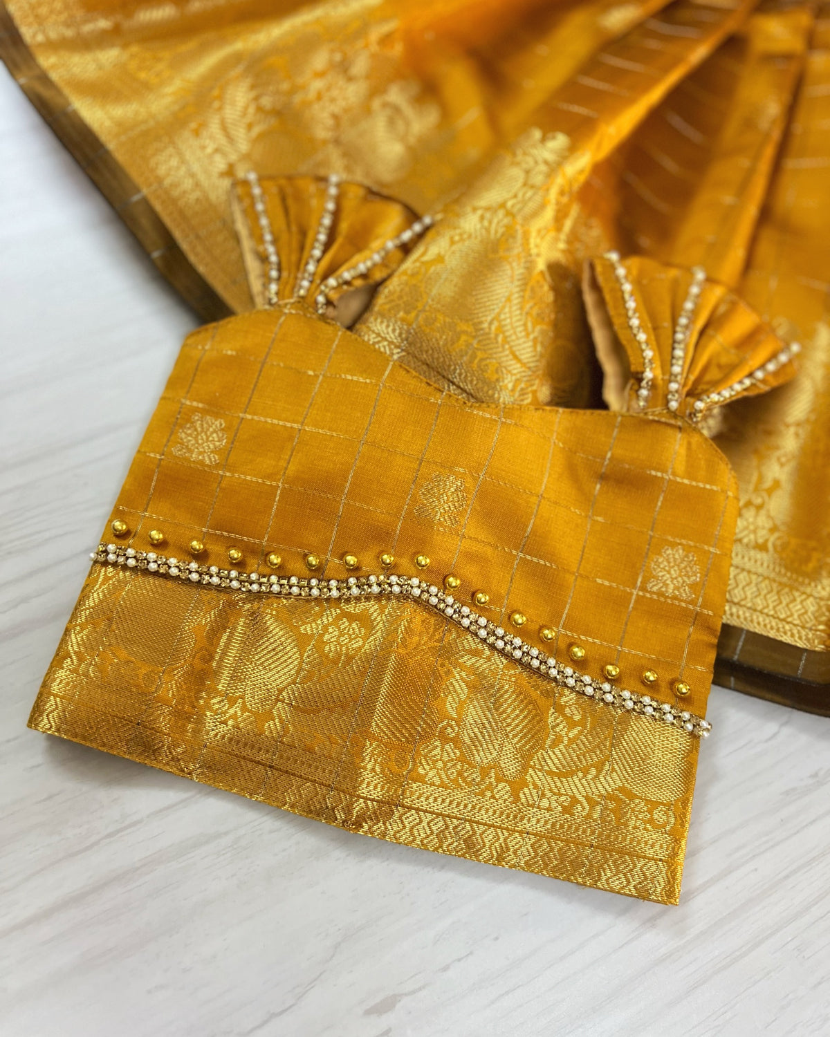 Mustard Yellow Floral Border Traditional Lehenga Set