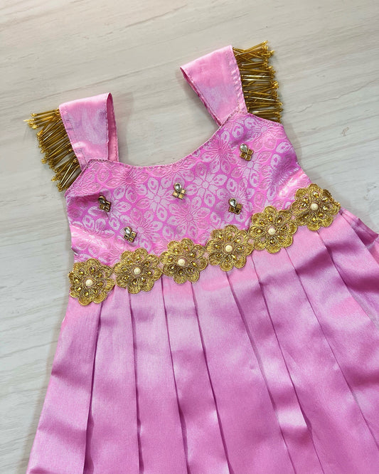 Baby Pink Cuteness Embellished Silk Gown