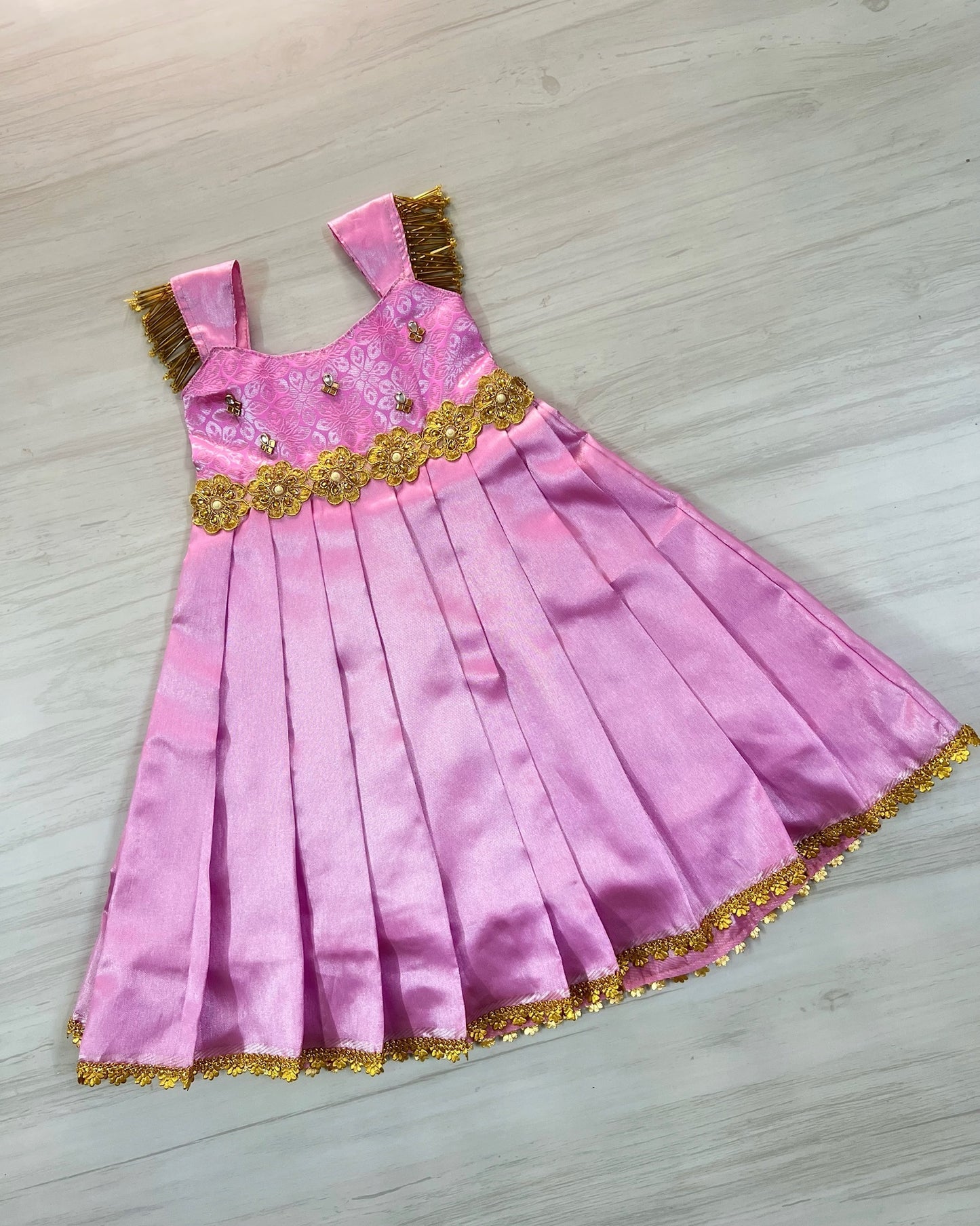 Baby Pink Cuteness Embellished Silk Gown