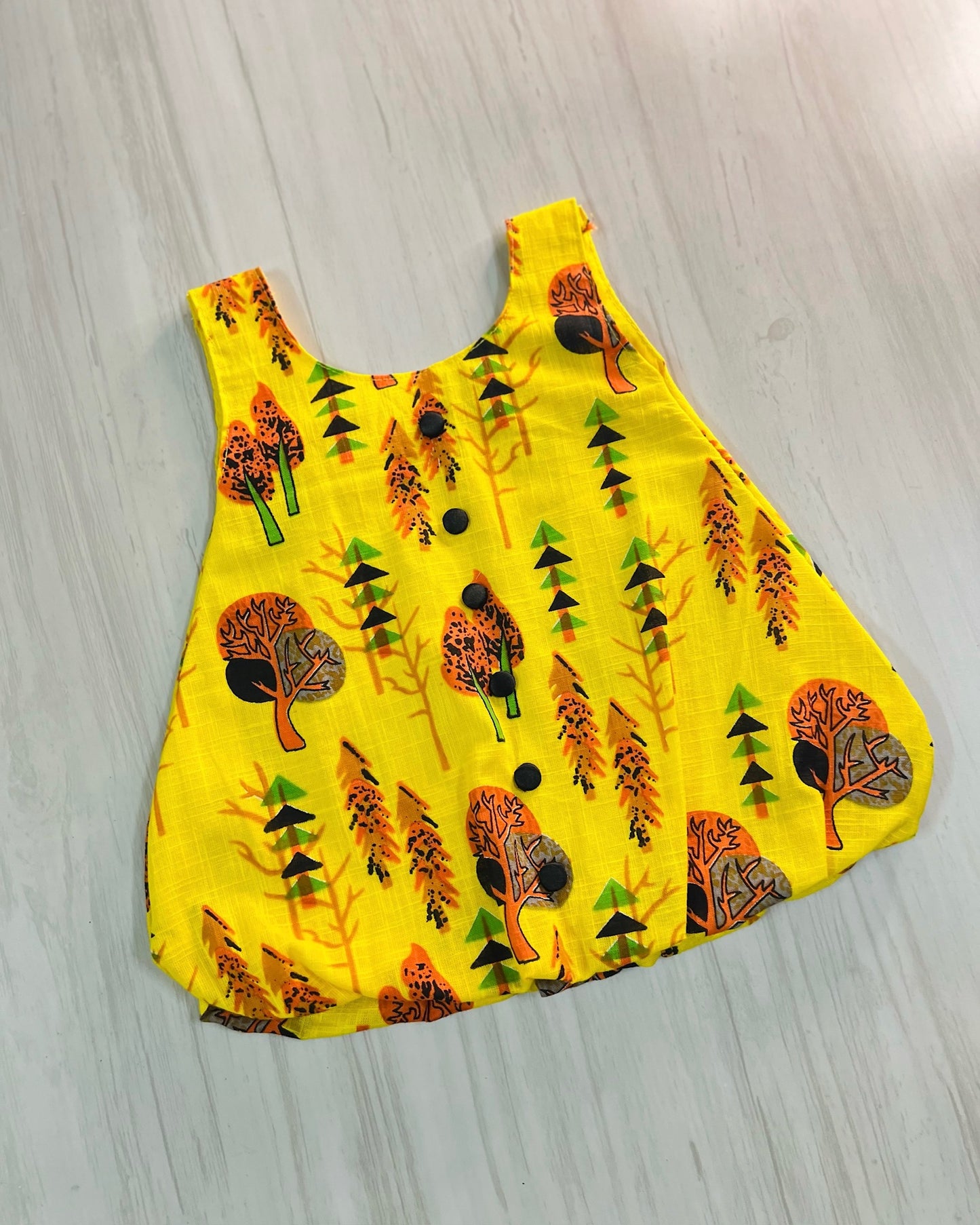 Bright Yellow And Black Adorable Bubble Frock