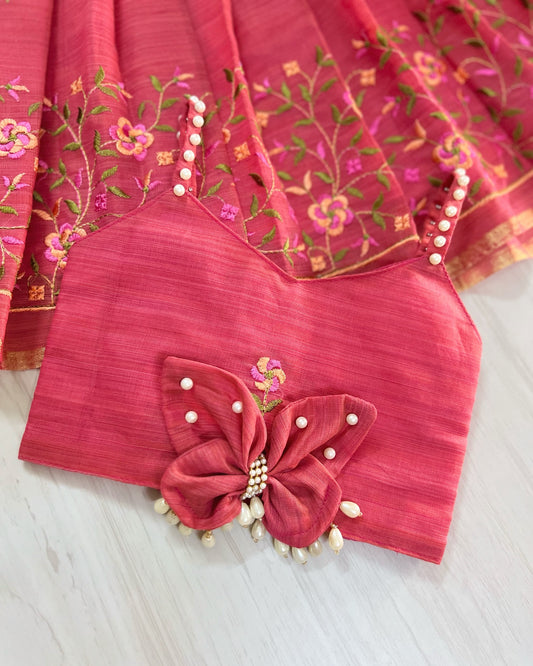 Raspberry Pink Pearly Butterfly Cute Lehenga Set