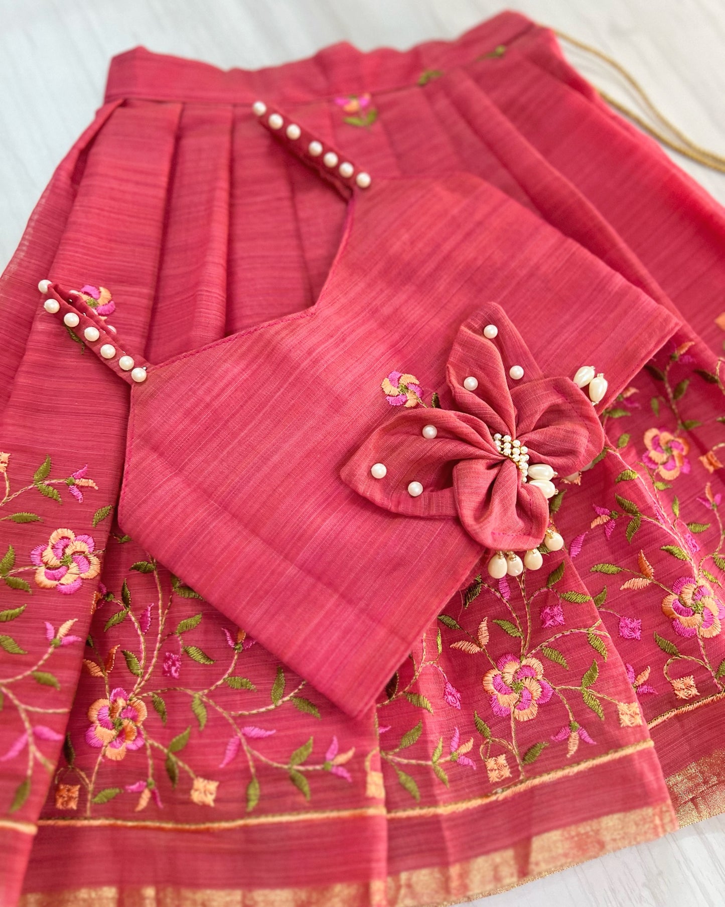 Raspberry Pink Pearly Butterfly Cute Lehenga Set
