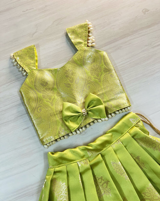 Pista Green Pearl Embellished Lehenga Set