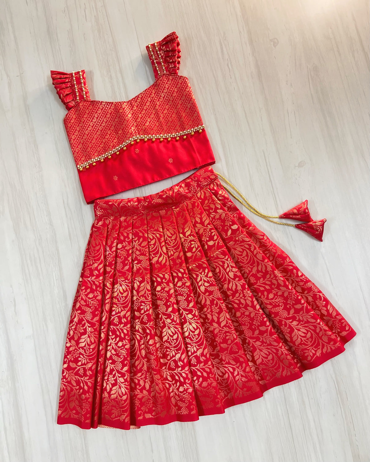 Cherry Sorbet Cute Angel Sleeves Traditional Lehenga Set