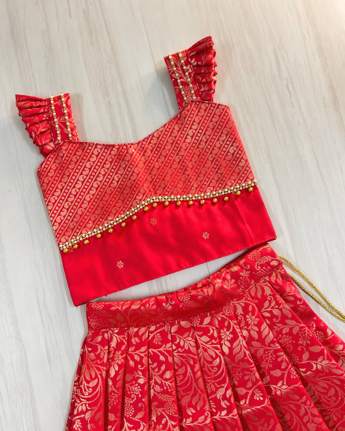 Cherry Sorbet Cute Angel Sleeves Traditional Lehenga Set