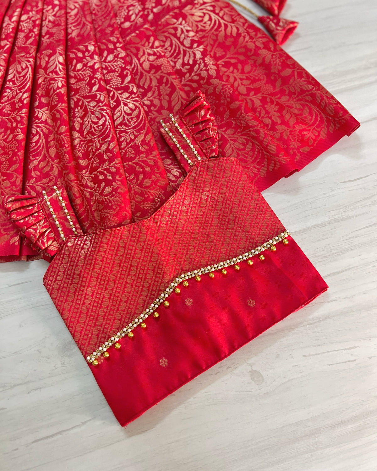 Cherry Sorbet Cute Angel Sleeves Traditional Lehenga Set
