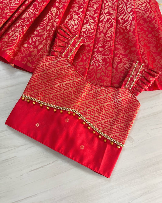 Cherry Sorbet Cute Angel Sleeves Traditional Lehenga Set