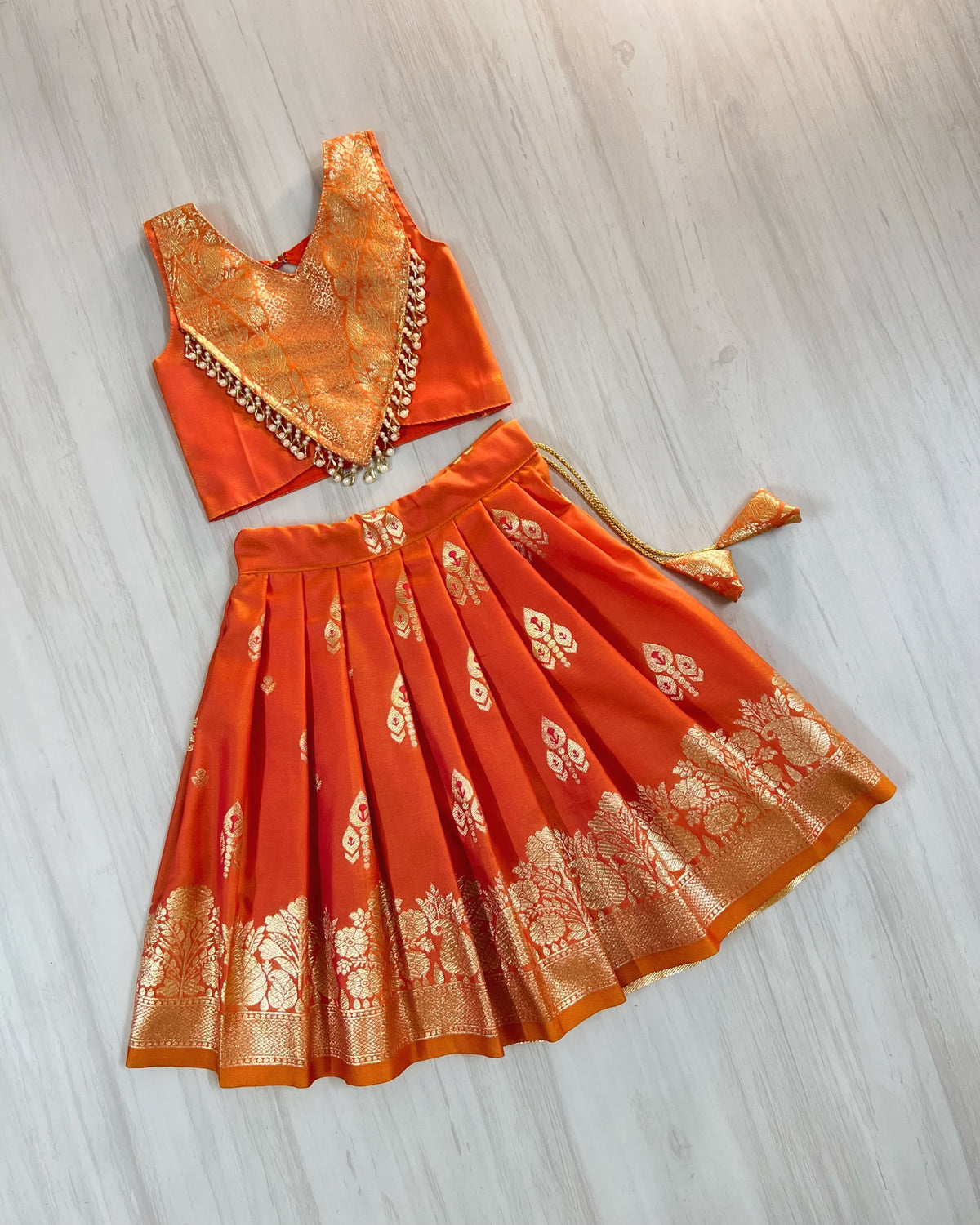 Pumpkin Spice Embellished Lehenga Choli Modern Back Dress