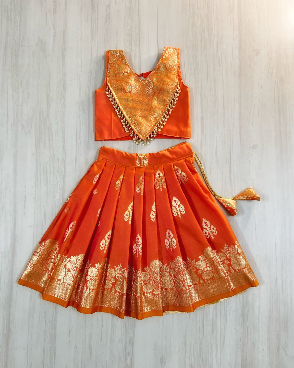 Pumpkin Spice Embellished Lehenga Choli Modern Back Dress