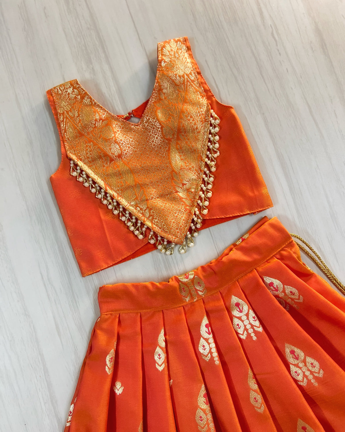 Pumpkin Spice Embellished Lehenga Choli Modern Back Dress